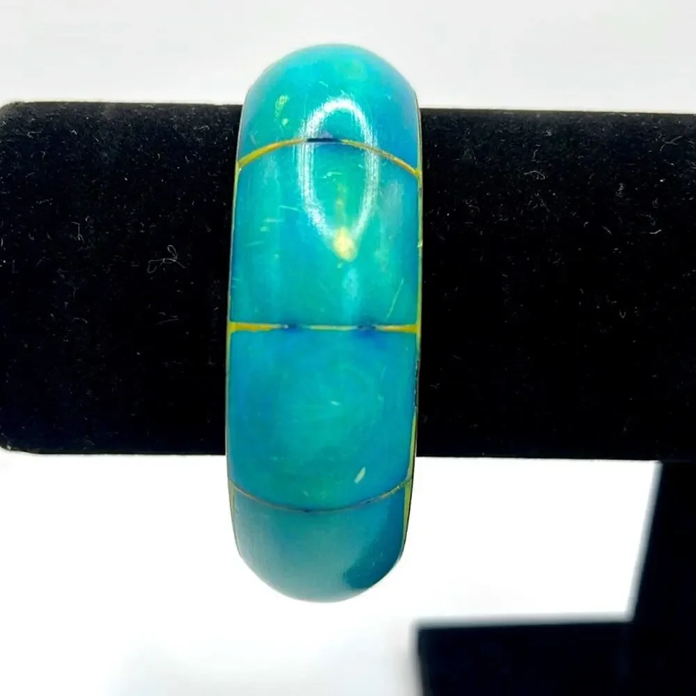 Vintage Nordstrom brass Blue Bangle Bracelet